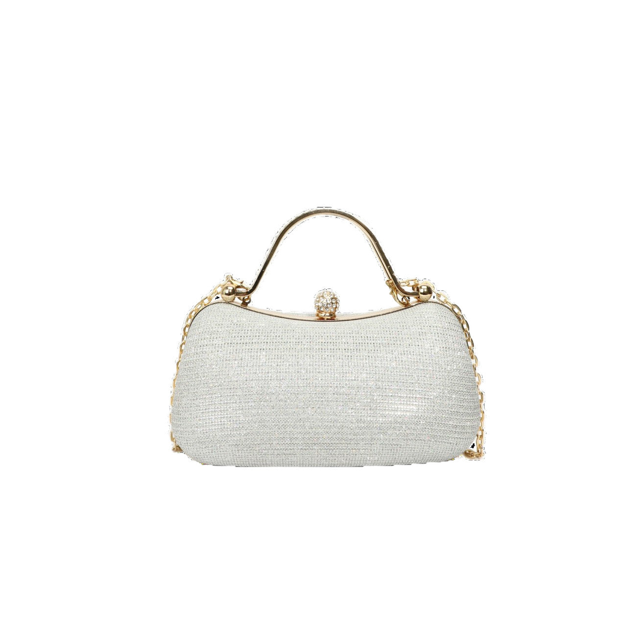 Elegant Sparkling Clutch Bag with Chain Strap for Evening Events - Fashionable Hard Shell Handbag with Crystal Detail