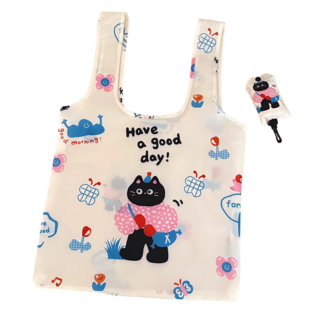 Foldable Large Capacity Shopping Bag Women's Portable Environmental Protection Supermarket One Shoulder Strong Durable Portable Cloth Bag