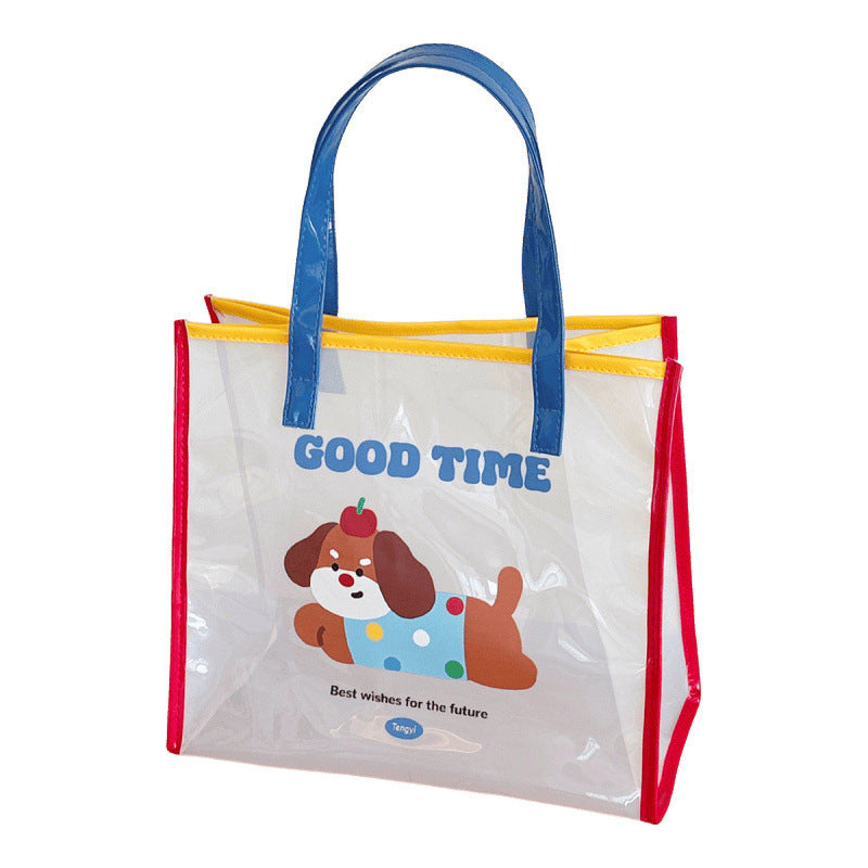 Simple Fashion Jelly Beach Bag Cartoon Tote Cute Transparent Waterproof Travel Tote Shoulder Bag