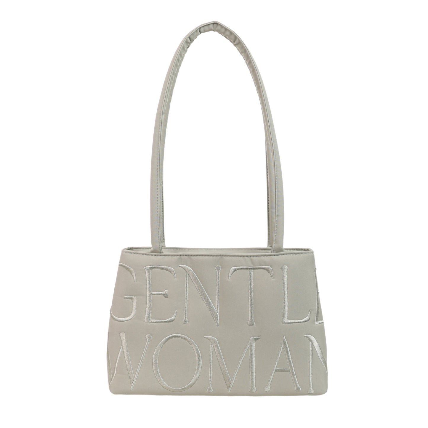Elegant Embroidered Letter Tote Bag for Women, Stylish Satin Design with Double Handles and Zipper Closure