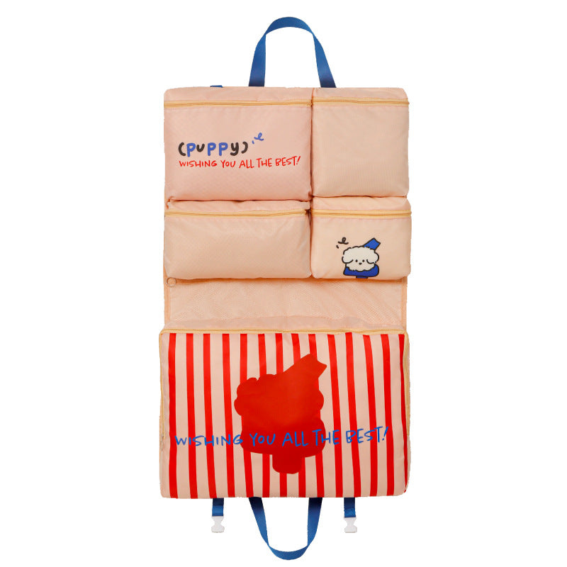 6-in-1 Travel Organizer Bag with Cute Puppy Design for Clothes, Toiletries, and Accessories - Foldable and Compact