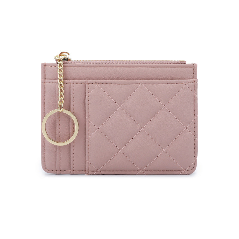 Rhombus Card Holder for Women with Keychain Multiple Card Slots Lightweight Storage European and American Retro Everyday Joker
