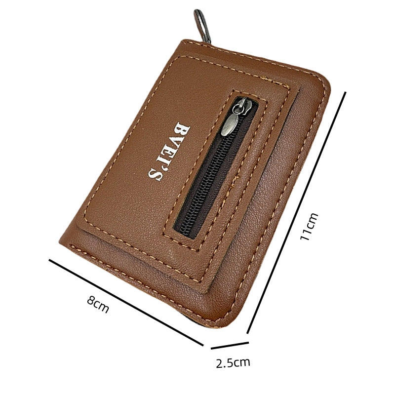 Stylish PU Card Wallet with Zipper Compartment, Multi-Card Slots, Anti-Theft & Scratch-Resistant Design for Daily Use