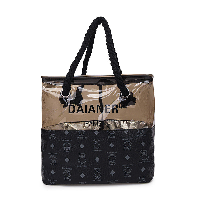 Storage Bag New Waterproof Korean Style Translucent Wash Bag Bear Printed Large Capacity Portable Cosmetic Bag