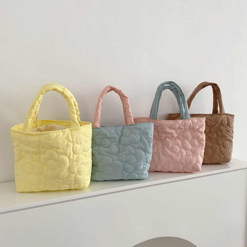Milk Fufu with Hand Bag Korean Style Contrast Color Sweet Storage Bag Cloth Bag