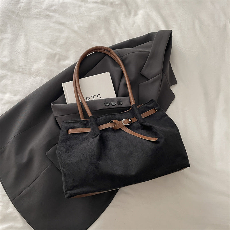 Fashionable Casual Large-Capacity Suede Tote Bag New Commuter Super Popular High-Grade Shoulder Bag for Women