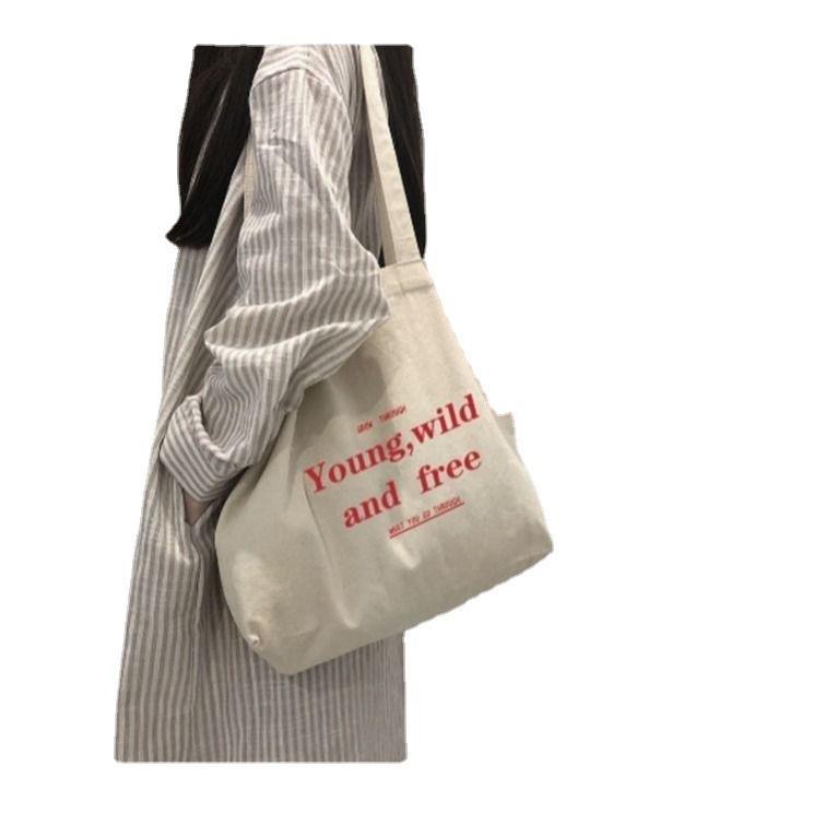 Young Wild and Free Canvas Tote Bag for Women - Stylish Everyday Shoulder Bag with Inspirational Print
