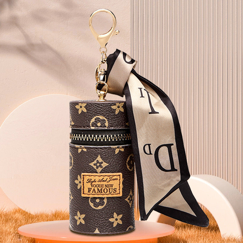 Coin Purse Women's Retro Printing Mini Lipstick Cosmetic Bag New Small Earphone Keychain Bag