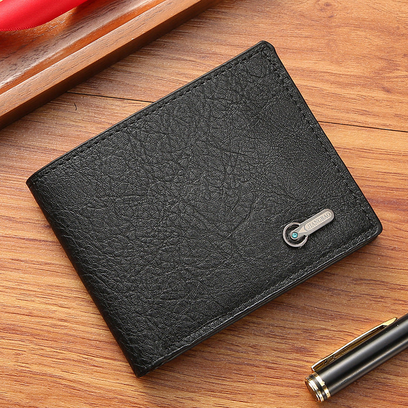 Men's Fashion Leather Wallet Geometric Pattern Design Daily Practical Short Wallet