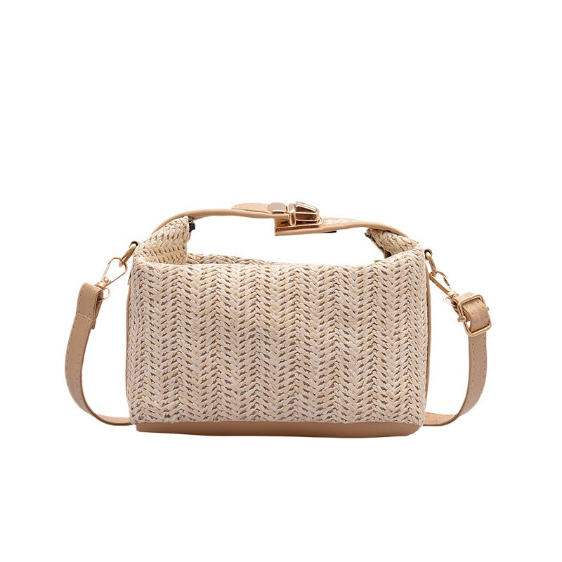 Spring and Summer Small Bags Women's New Fashionable Korean Style All-Match Messenger Bag Simple and Fresh Shoulder Straw-Weaved Handbag