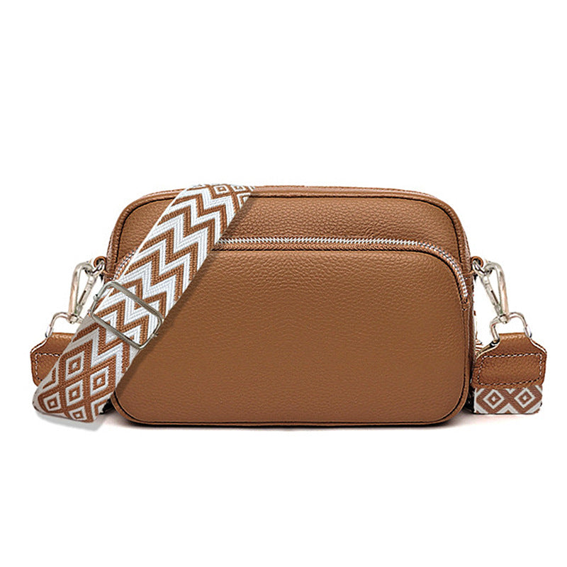 Chic Women's Crossbody Bag with Geometric Strap, PU Leather Mini Shoulder Bag for Daily Fashion