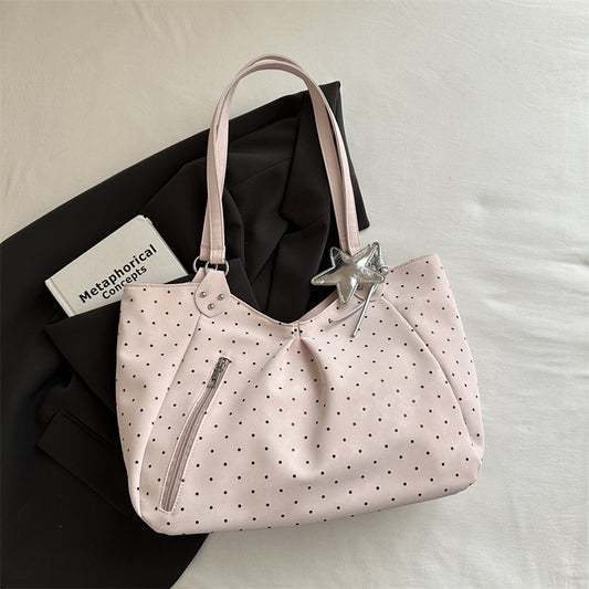 New Polka Dot Tote Women's Korean-Style Shoulder Bag Large Capacity Commuter Underarm Bag Fashionable All-Match Handbag