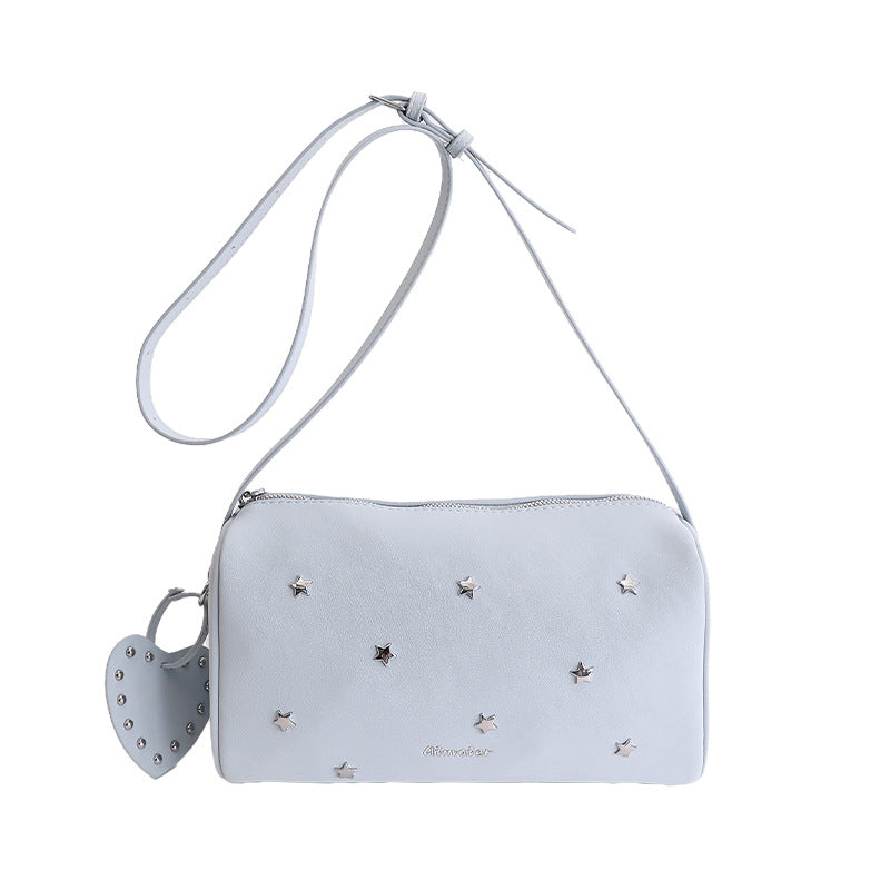 XINGX Rivet Crossbody Bag New Korean Fashion Large Capacity Shoulder Bag with Love Ornaments