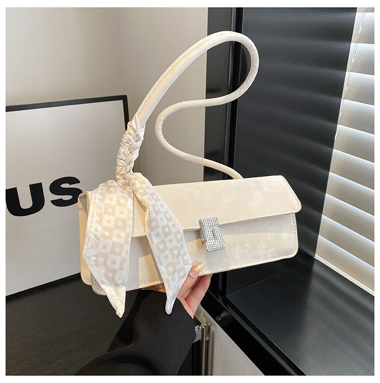 Texture Special-Interest Design Underarm Baguette Bag Women's New Fashion Silk Scarf Portable Small Square Bag Shoulder Bag