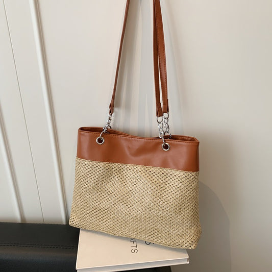 Tote Bag Female Personality All-Matching Weaving Large Capacity New Holiday Outing Premium Shoulder Bag