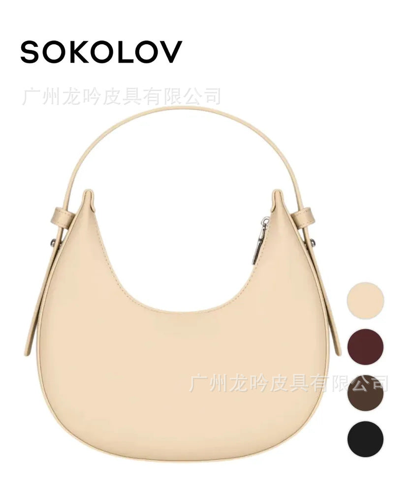 2025 Autumn New Fashion Crescent Moon Bag for Women, Large Capacity Handheld Shoulder Bag with Zipper Closure and Inner Pockets