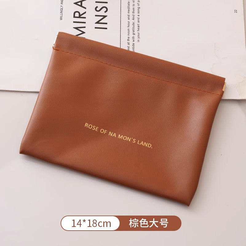 Minimalist PU Wallet with Auto-Closure Design for Earphones, Makeup, and Daily Essentials - Compact & Stylish