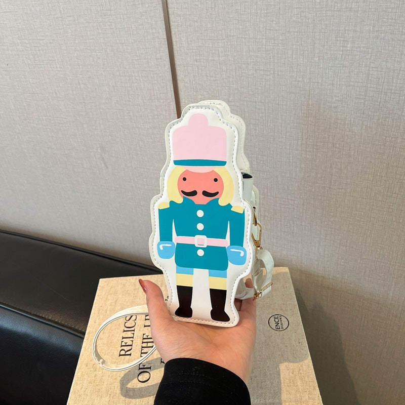 Cute Cartoon Soldier Design Crossbody Bag for Women, Fashionable and Stylish Daily Accessory with Soft PU Material and Zipper Closure