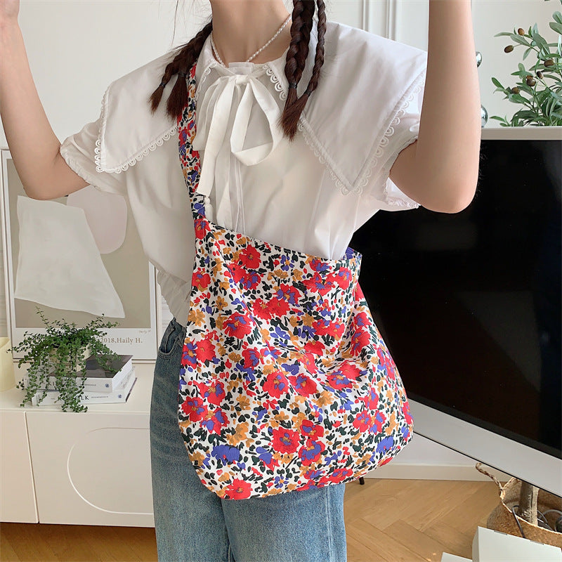 Women's Canvas Korean-Style Floral Cotton Bag Student Retro Shoulder Western Style Messenger Bag