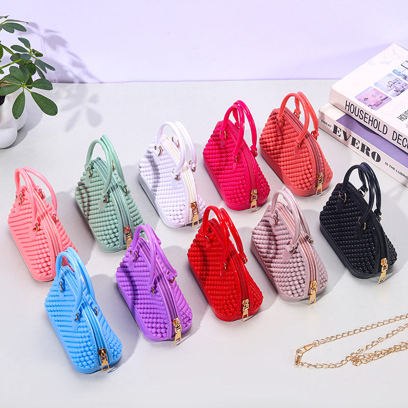 Cute Kids Beaded Handbag with Chain Strap for Girls, Fashionable Mini Shell Bag for Daily Use