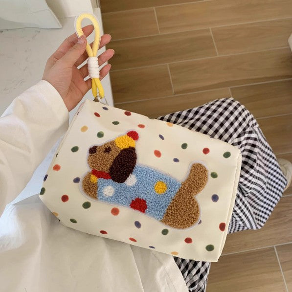 Large Capacity Women's Cosmetic Bag Travel Carrying Case Multi-Functional Cosmetics Organizing Bag Polka Dot Pattern Fashionable and Practical