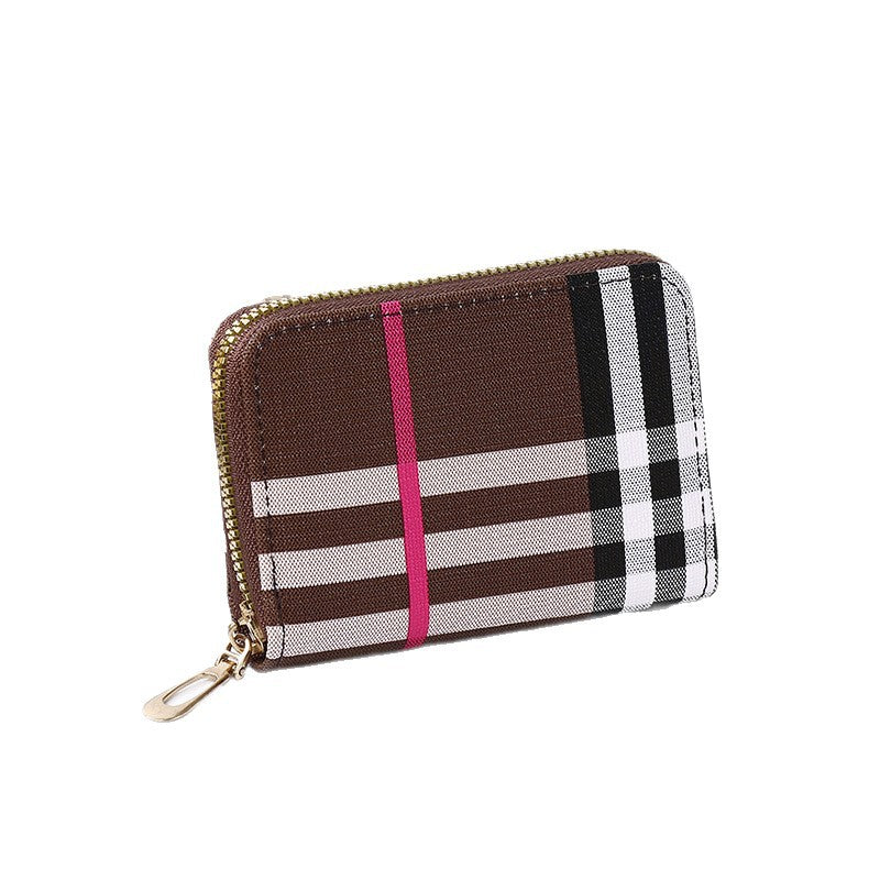 Elegant Women's Card Holder with Multiple Slots, Zipper Wallet, Fashion Letter Print Design for Daily Use