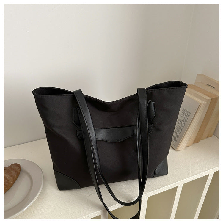 Simple Style Large Capacity Personality Zipper New Temperament Commute Texture Casual Portable Tote Bag for Women