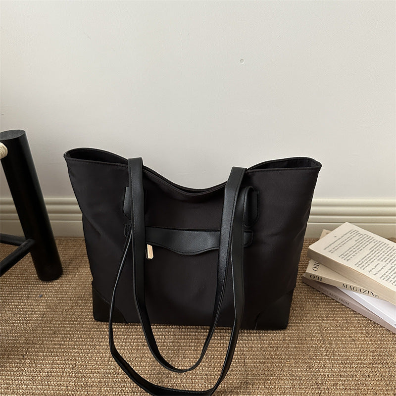Simple Style Large Capacity Personality Zipper New Temperament Commute Texture Casual Portable Tote Bag for Women