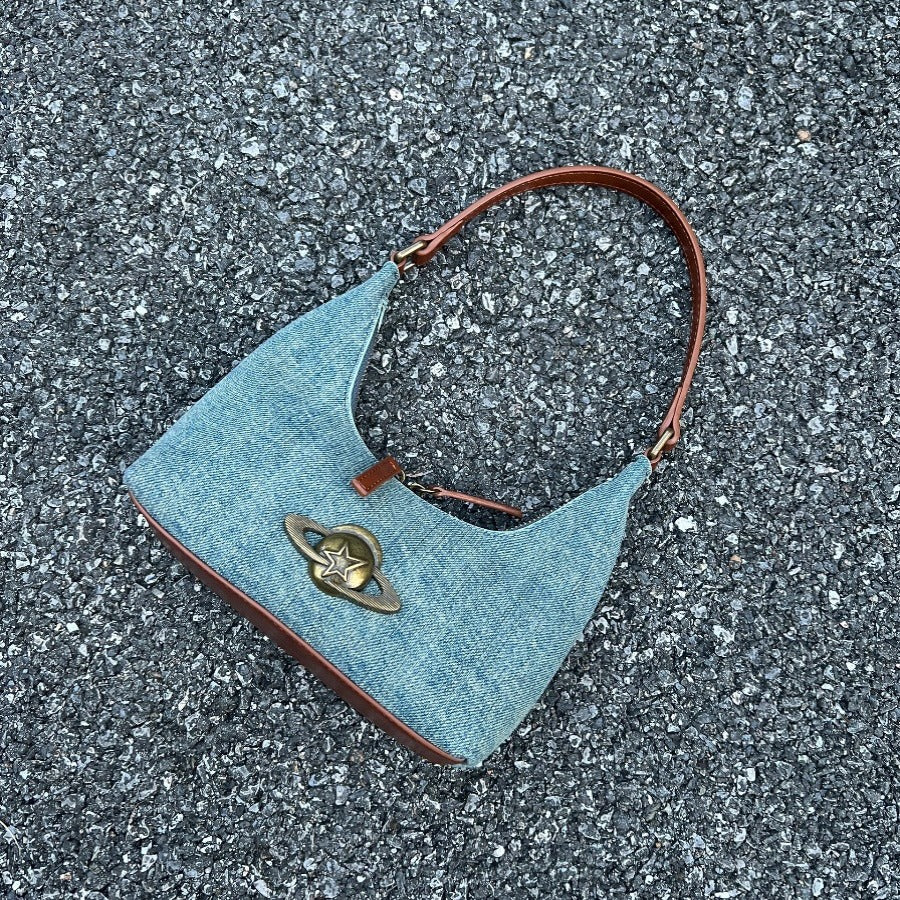 2024 New Vintage Denim Crossbody Bag with Magnetic Clasp and Card Pocket, Perfect for Daily Commute and Street Style