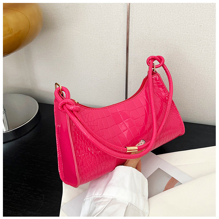 Chic Crocodile-Texture Handbag with Knotted Handle - Fashionable Crossbody Bag for Everyday Style