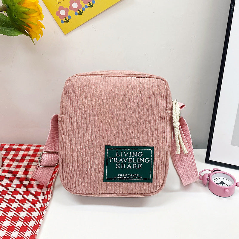 2026 New Korean Style Corduroy Mini Square Shoulder Bag with Braided Tassel and Zipper Closure for Daily Fashion
