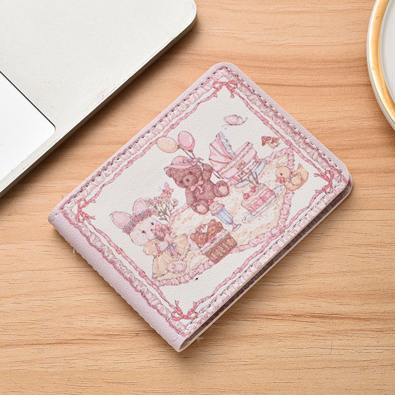 Women's Wallet Cute Cartoon Rabbit Bear Picnic Theme Card Holder Lace Design Expansion Storage