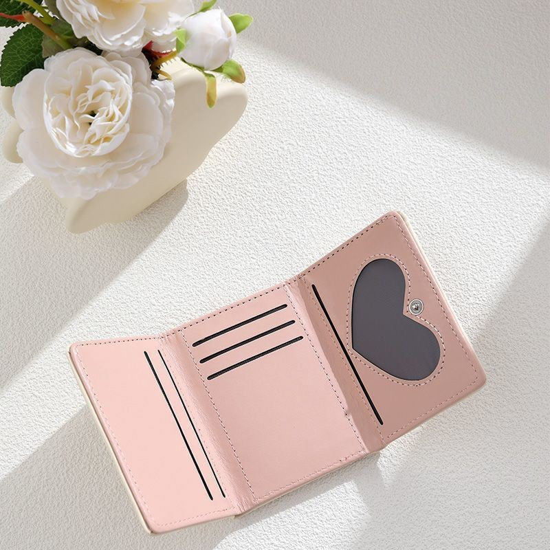 Cat Tail Cute Ladies Card Holder Fashion Buckle Cartoon Printed Pu Short Tri-Fold Coin Purse Wallet