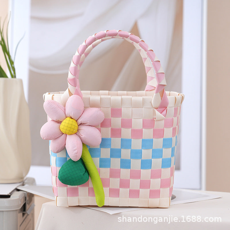 Dopamine Color Gift Bag Large Capacity Portable Vegetable Basket Crossbody Outdoor All-Matching Handbag Fashion