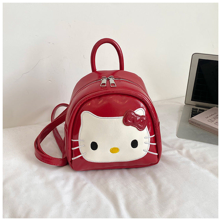 Cute Kitty Small Backpack for Girls Cartoon Backpack Japanese and Korean Style Cute Design with Bow Pendant Essential for Daily Travel