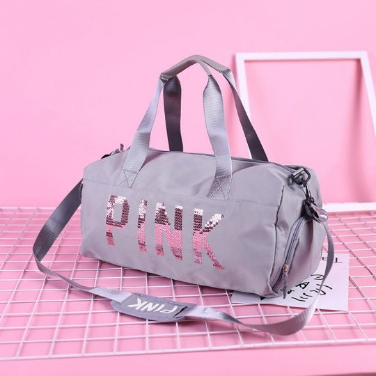 Pink Gym Bag Men's and Women's New Outdoor Travel Bag Portable Large Capacity Nylon Waterproof Shoes Warehouse Bag