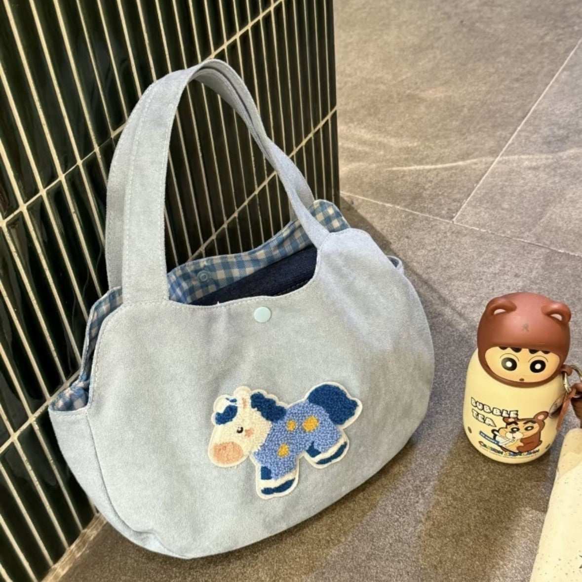 Cute Original Embroidered Mini Horse Tote Bag for Daily Use, Cartoon Design with Soft Canvas Material