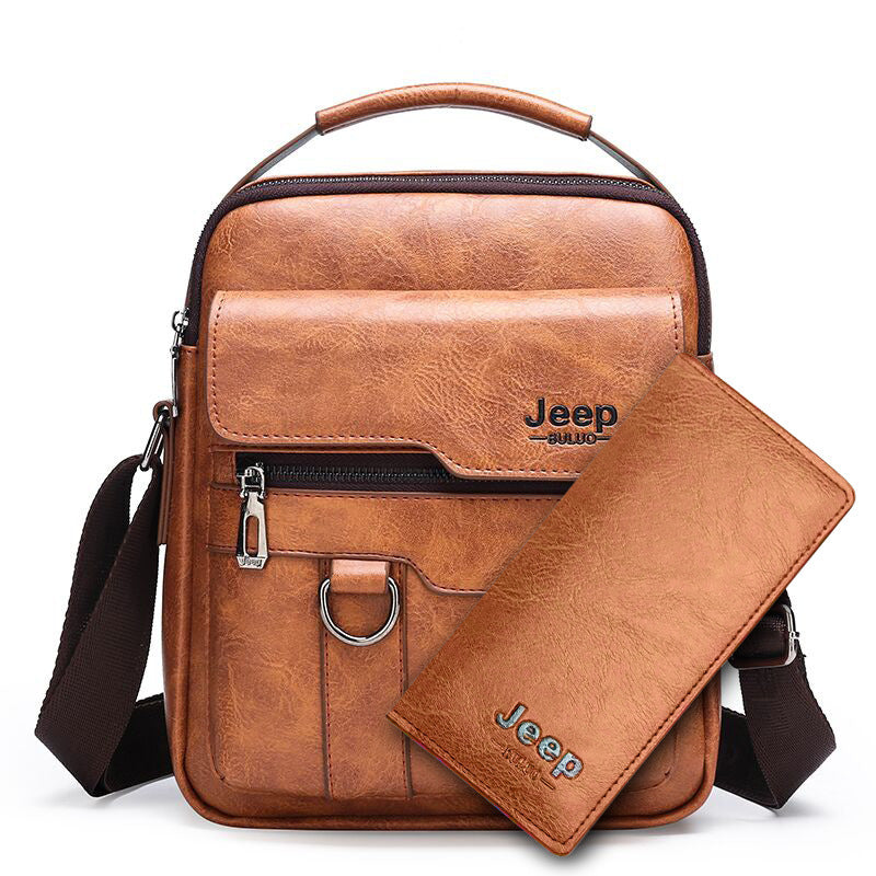 Retro Men's Shoulder Bag with Large Capacity, PU Leather Crossbody Bag for Business and Casual Use, Featuring Zipper Pockets and Stylish Stitching Design