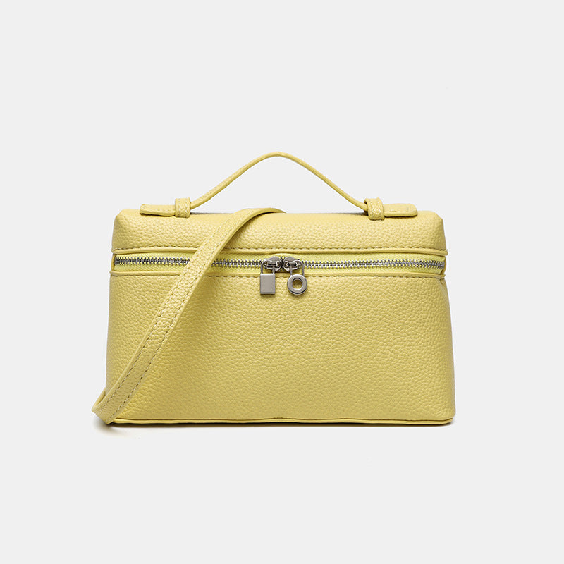 Lunch Box Bag PU Leather Women's Simple All-Match Shoulder Crossbody Box Bag Niche Temperament Women's Bag