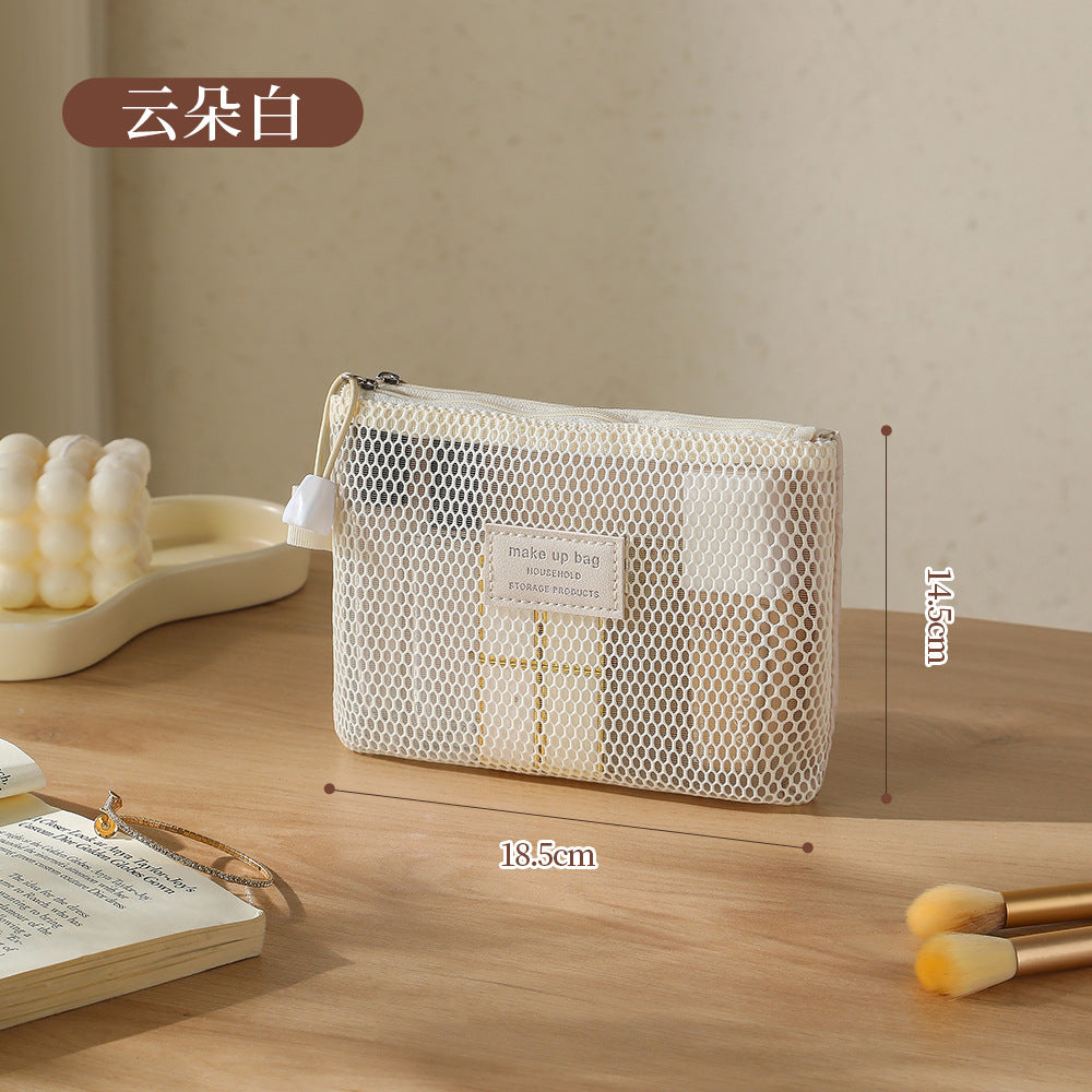 Breathable Mesh Makeup Bag with Zipper Closure, Lightweight Travel Organizer for Daily Use and Trip Essentials