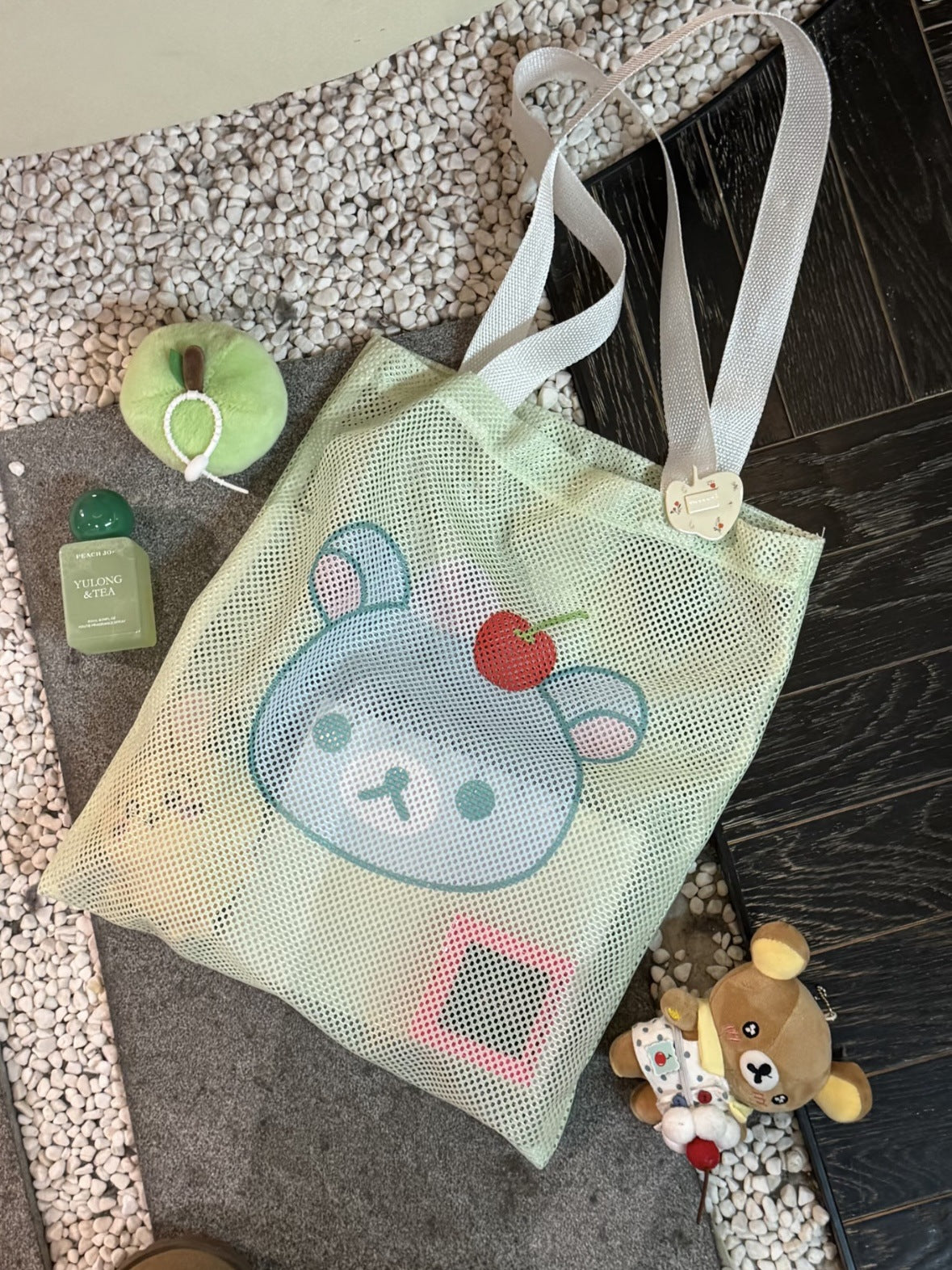 Summer Mesh Tote Bag with Cute Animal Prints, Lightweight Shoulder Handbag for Daily Use and Travel