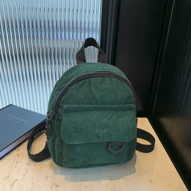 Mini backpack male and female cute commuting corduroy texture student all?matching schoolbag