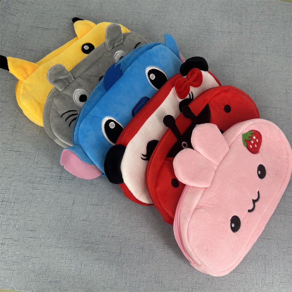 Cute Cartoon Stitch Plush Pencil Case with Matching Coin Purse for Kids and Students