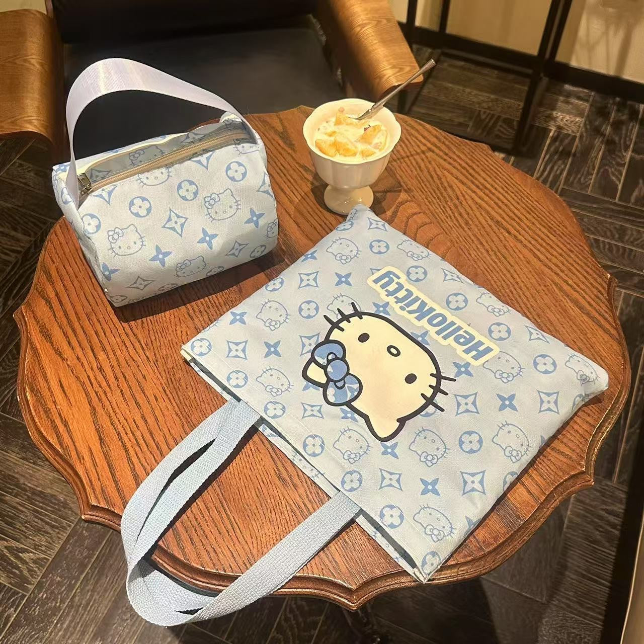 New Kitty Lightweight for Summer All-Match Cartoon Portable Office Worker Fashion Sundries Canvas Handbag