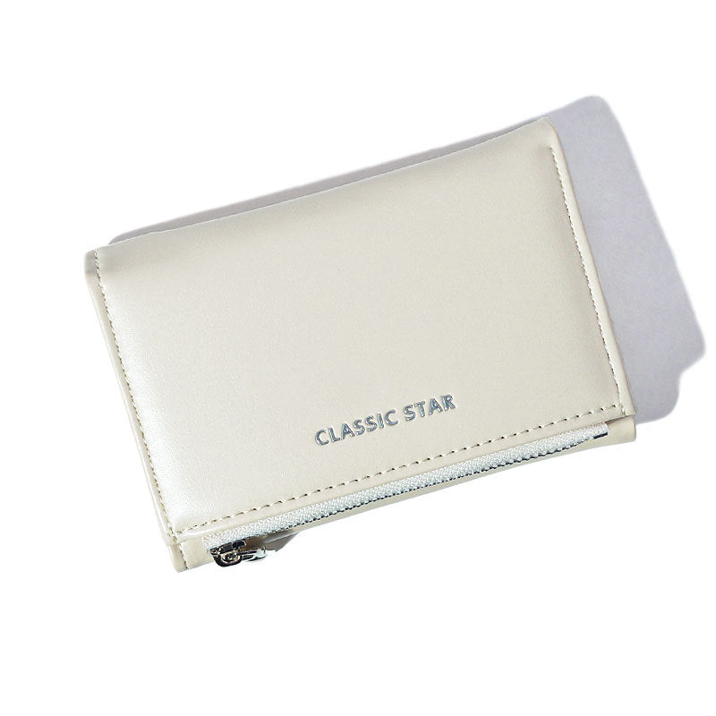 Fashionable Minimalist Zipper Trifold Wallet for Women with Large Capacity and Card Slots, Waterproof and Antibacterial PU Leather Design