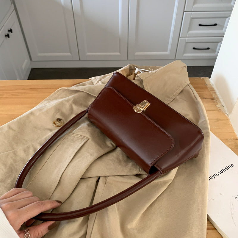 Vintage Chic Mini Tote Bag with Gold Clasp and Curved Handle for Everyday Style