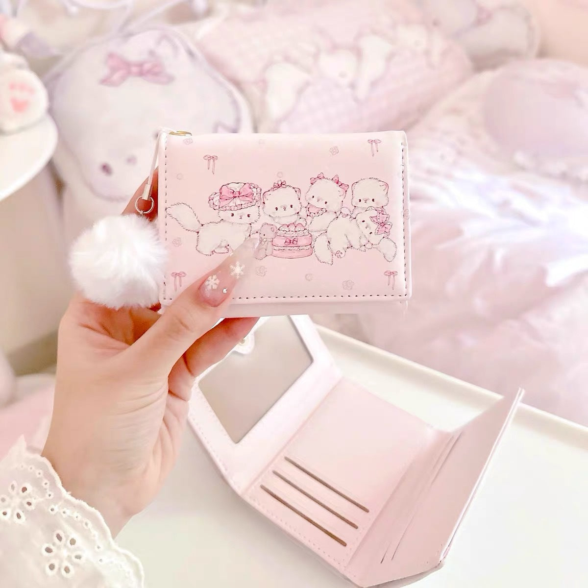 Original Design Three-Fold Wallet Tuantuan Cat Series Cute and Compact Large Capacity Multiple Card Slots Three-Fold Coin Purse Card Holder