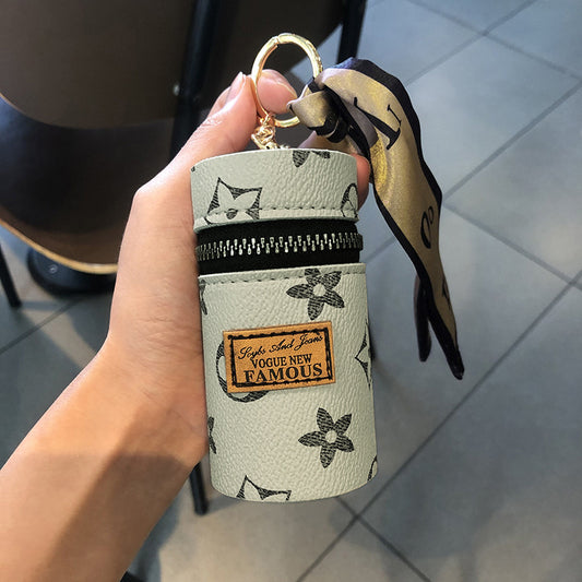 Coin Purse Women's Retro Printing Mini Lipstick Cosmetic Bag New Small Earphone Keychain Bag
