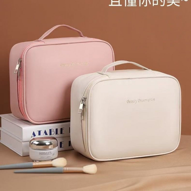 Elegant Large Capacity Cosmetic Bag with Multiple Compartments for Travel and Daily Use