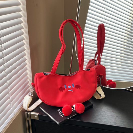 Cute Pea Pod Style Crossbody Bag 2025 Fashionable Soft Canvas Shoulder Bag with Playful Design for Daily Wear